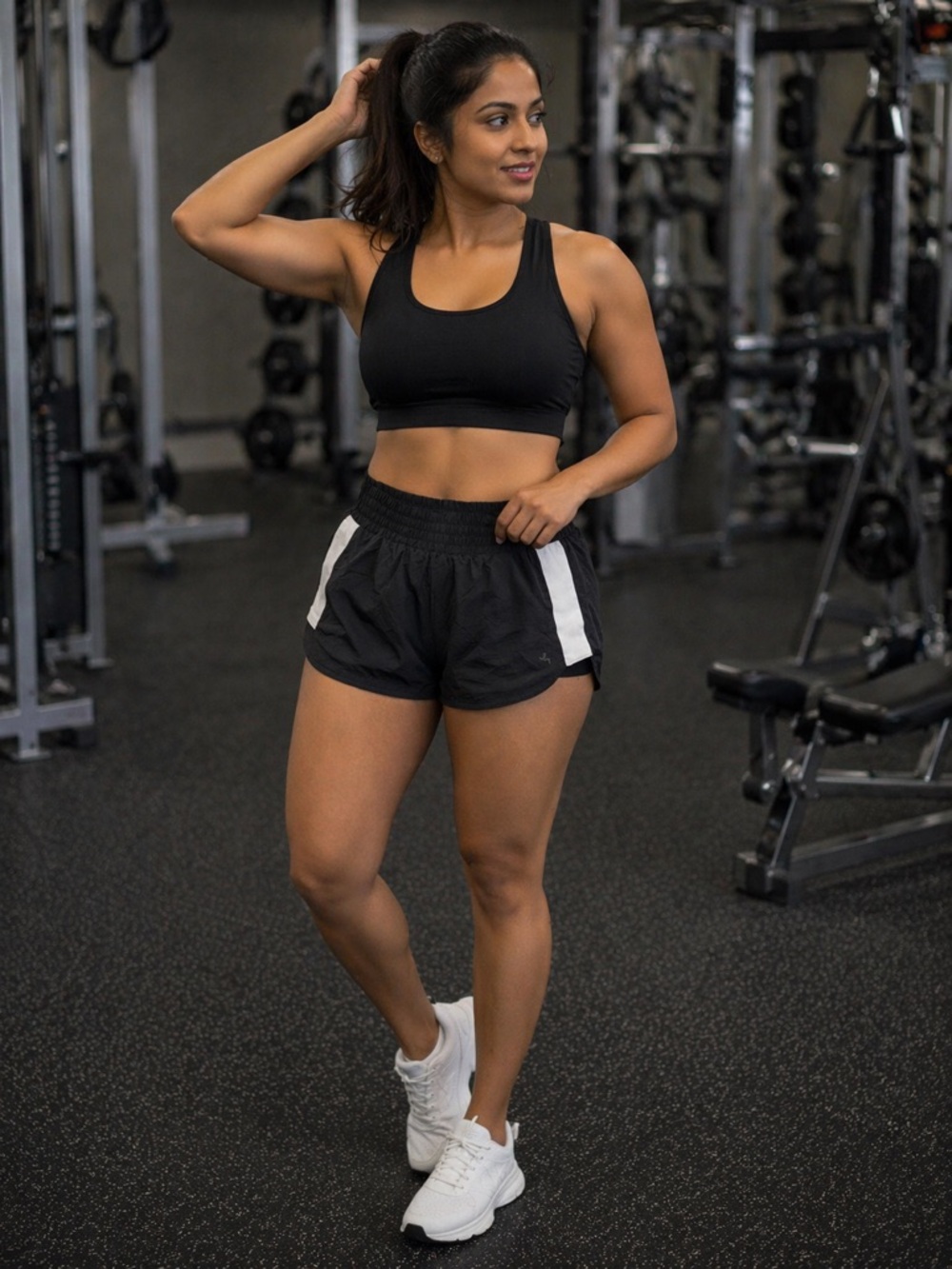 JoyLab Black Athletic Shorts with White Side Panels
